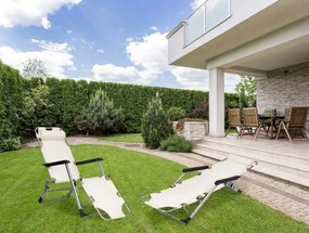 Składany leżak ogrodowy z regulacją Santora 010, beżowy