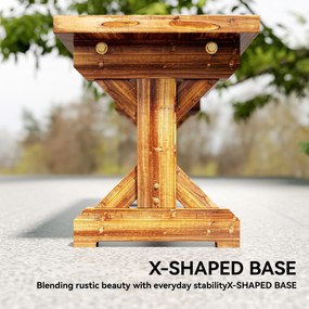 Outsunny 2-osobowa ławka ogrodowa odporna na warunki atmosferyczne ławka z drewna ławka parkowa z podstawą X 240kg nośność 114 x 40 x 46 cm zwęglony | Aosom PL