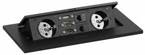 Port blatowy TYP VI - wpuszczany, 2 gniazda, VGA, HDMI, USB DATA, 2x RJ45 port, czarny