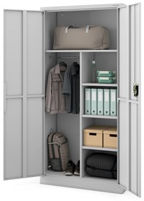 Szafa gospodarcza metalowa DAWID, 900 x 1850 x 400 mm, Smart: szara