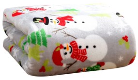 Szary świąteczny koc z mikropluszu SNOWMAN Rozmiar: 200 x 220 cm