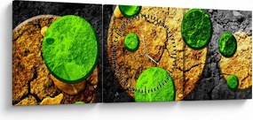Obraz abstrakcji - Kule (z zegarem) (90x30 cm)