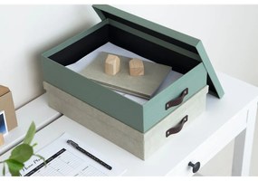 Zielony kartonowy organizer na dokumenty Oskar Canvas Paper Laminate – Bigso