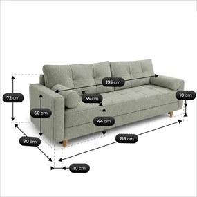 Sofa z Funkcją Spania LONAR Szara Boucle Japandi