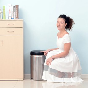 HOMCOM Kosz na Śmieci Automatyczny Stalowy 30L Czarno-Srebrny 30,5x51,5cm Elegancki i Funkcjonalny | Aosom PL