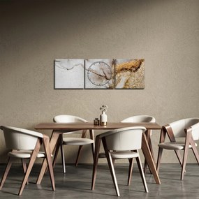 Obraz - Atrament marmurkowy (z zegarem) (90x30 cm)