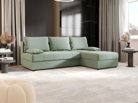 BEDANTE Narożnik MOS L Cosmic 16 Jasnozielony Prawy z funkcją spania, sofa w kształcie L z pojemnikiem, kanapa rozkładana