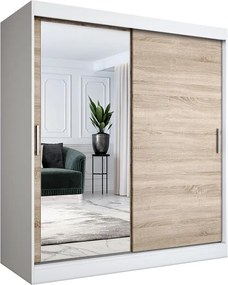 Szafa przesuwna biały + dąb sonoma 180 cm K0-T28