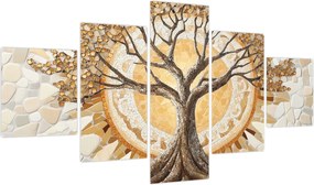 Obraz – Złote drzewo życia w mozaice (125x70 cm)