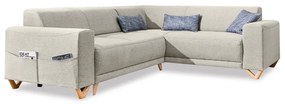 Beżowy rozkładany/ze schowkiem narożnik (prawostronny/w kształcie litery L) Classy Sophie – Miuform