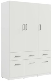 Szafa 3-drzwiowa z 6 szufladami - szer. 136 cm - Biały + Nadstawka - BELOMY