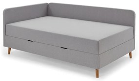 Jasnoszare tapicerowane łóżko jednoosobowe ze schowkiem 120x200 cm Cabana – Meise Möbel