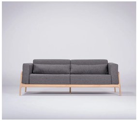 Ciemnoszara sofa z konstrukcją z litego drewna dębowego Gazzda Fawn, 210 cm