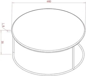 Stolik kawowy 80x35x80 cm zielony Rose Hill RH07