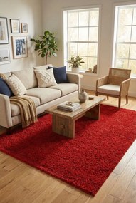 Czerwony dywan włochacz jednokolorowy P6-T77