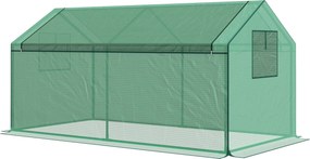 Outsunny Szklarnia foliowa z oknem, tunel ogrodowy z ochroną UV, szklarnia na pomidory, inspekt, do ogrodu, balkonu, 180 x 92 x 92 cm, zielony