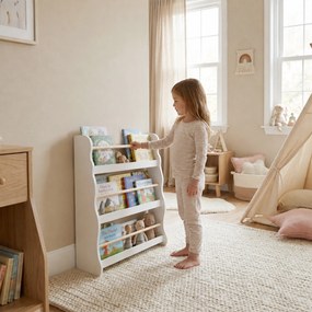 AIYAPLAY Regał na książki dla dzieci, montowany na ścianie regał dziecięcy z 3 poziomami, półka ścienna z Kippschtz 60 x 15 x 73 cm Biały | Aosom PL