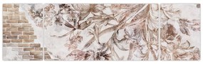Obraz - Kwiatowy fresk na ceglanej ścianie (170x50 cm)