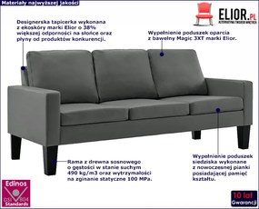 Szara nowoczesna sofa - Clorins 3X