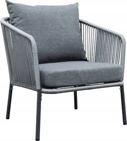 Zestaw mebli ogrodowych antracyt aluminiowa sofa 2 fotele stolik sznurowany