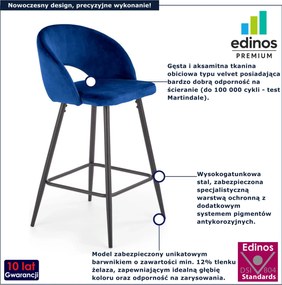 Granatowe nowoczesne tapicerowane krzesło barowe do wyspy C1-B13
