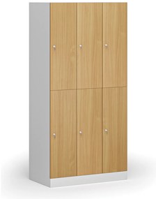 Szafka skrytkowa, 6 schowków, 1850 x 900 x 500 mm, demontaż, zamek cylindryczny, drzwi laminowane, buk