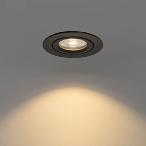 Wpuszczany reflektor czarny, przechylny 8,2 cm z diodą LED ściemnianą do ciepłej barwy IP54 Ultra Slim - Pupil