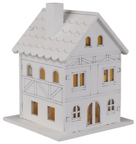 Świąteczna dekoracja świetlna Drewniany domek, 8 x10 x 8 cm, LED