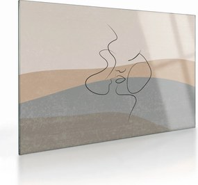 Obraz na szkle - Line art kiss (70x50 cm)