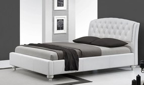Białe łóżko tapicerowane do sypialni glamour E8-A51