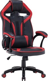 Fotel Gamingowy DRIFT | Obrotowy, Ekoskóra, Czerwony-Czarny  | 67x66x130cm