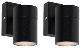 Zewnetrzna Zestaw 2 lamp ściennych zewnętrznych czarny ze stali nierdzewnej IP44 - Solo Nowoczesny Oswietlenie zewnetrzne