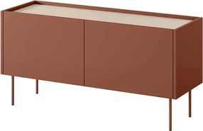 Szafka RTV Desin 120 cm z metalowymi nogami - czerwony / ceramic red / dąb nagano