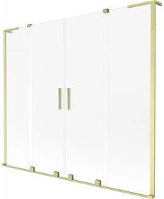 Mexen Velar L Duo parawan nawannowy 2-skrzydłowy rozsuwany 200 x 150 cm, szron, złoty szczotkowany - 896-200-003-32-55