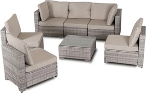 Zestaw Mebli Ogrodowych COLUMBUS Szary Modułowy Sofa Fotele Stolik Tarasowy Technorattan Nowoczesny