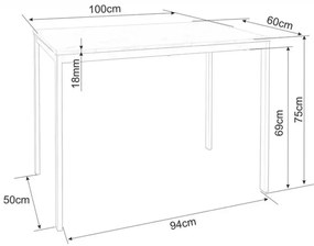 Zestaw jadalniany 1 + 4, czarny stół RAMOD 100x60 cm marmurowy dekor + zielone krzesło TURIN z czarnymi nogami