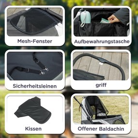 PawHut Wózek dla Psów, Składany Wózek dla Dużych Psów, Wózek dla Zwierząt z 4 Kołami, Liny Bezpieczeństwa, Hamulce, Ciemnoszary