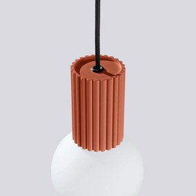 Lampa wisząca HALO 1 ochra czerwona ryflowana SOLLUX  LIGHTING