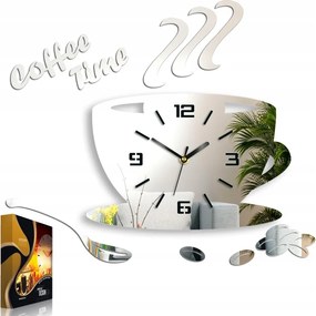 Zegar ścienny w kształcie filiżanki coffe time 3d mirror okrągły kwarcowy