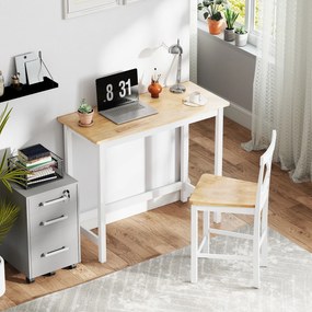 HOMCOM Stół Barowy, Dębowy, kompaktowy, dla 2 osób, Drewno Naturalne + Białe