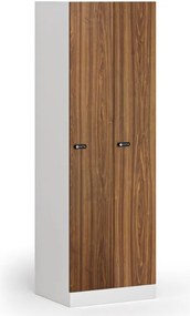 Szafka ubraniowa S1, 2-drzwiowa, 1850 x 600 x 500 mm, zamek mechaniczny na kod, drzwi laminowane, orzech