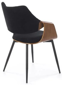 Krzesło tapicerowane K586 VELVET czarne/orzech HALMAR