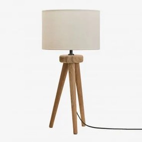 Lampa Stołowa Simona Z Drewna Mango Drewno Mango & Biały Ø30 Cm - ↑25 Cm Arlina - Sklum