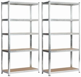 2 Metalowe Srebrne Regały Magazynowe R9-N49