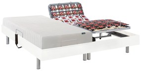 Łóżko elektryczne z funkcją relaksu z materacem z lateksową warstwą wierzchnią - 2 x 90 x 100 cm - białe - ETHER YSMÉE