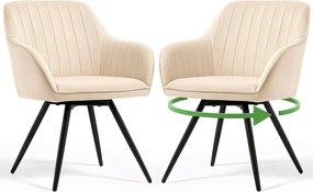 Zestaw 2 beżowych krzeseł pikowanych C4-P64