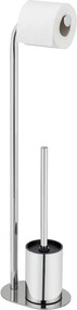 Stojak na papier toaletowy ze szczotką ze stali nierdzewnej w kolorze srebra z połyskiem Levante – Wenko