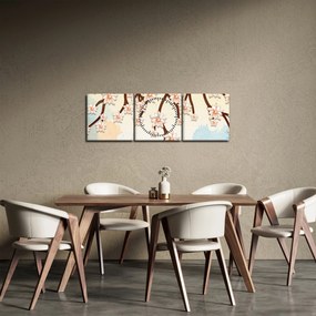 Obraz - Kwiaty na gałęziach, kolorowe (z zegarem) (90x30 cm)