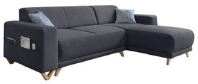 Antracytowy rozkładany/ze schowkiem narożnik Classy Sophie – Miuform