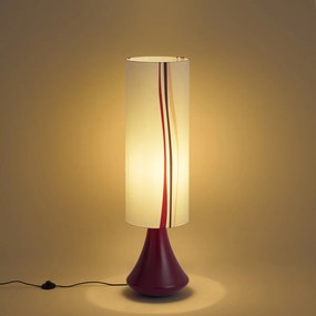Lampa podłogowa retro fioletowa z wielokolorowym abażurem z tkaniny - Mina
